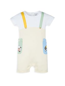 My Milestones - Boys White Colorblock Romper