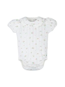 My Milestones - Girls Off White Printed Onesie