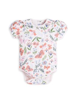 My Milestones - Girls Off White Floral Onesie
