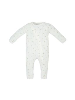 My Milestones - Girls Off White Printed Romper