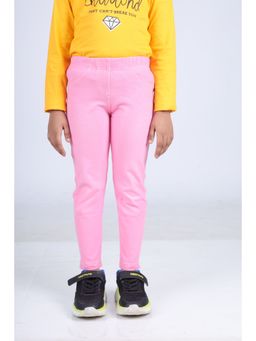 3PIN - Girls Solid Pink Cotton Pull-On Jeggings
