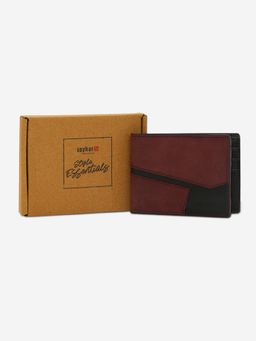 Spykar - Men Leather Colorblock Wine Wallet