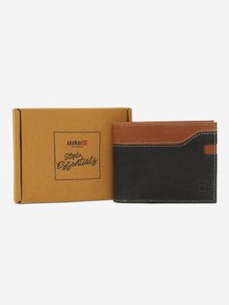 Spykar - Men Leather Colorblock Black Wallet