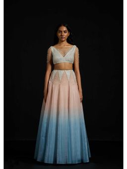 AKHL - Sequin Fringes Ensemble Multicolor Top with Skirt and Underskirt