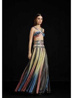 AKHL - Interwoven Halter Ensemble Multicolor Top with Skirt