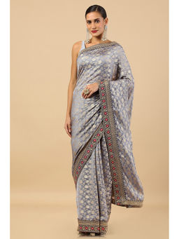 Soch - Grey Georgette Woven Design Saree with Unstitched