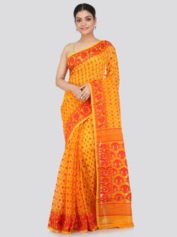 PinkLoom - Women's Soft Cotton Blend Jamdani Saree Without Blouse Piece
