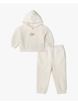GAP - Unisex Textured Hooded Relaxed Fit Full Sleeve Co-Ord Set