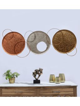 Amaya Decors - Gold, Copper & Silver Double Ring Wall Decor Set of 3