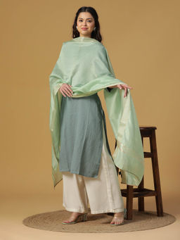 Shingora - Sea Green Polyester Cotton Plain Dobby Dupatta