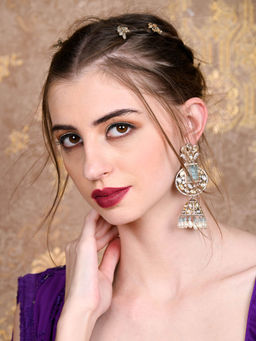 Odette - Women Blue & Silver Jhumki Earrings