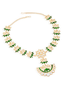 Hair Drama Co. - Crystals Green Gold Plated Mathapatti