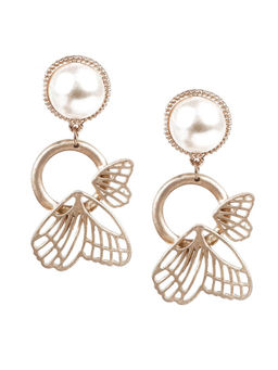 Odette - Women Gold & White Dangler Earrings