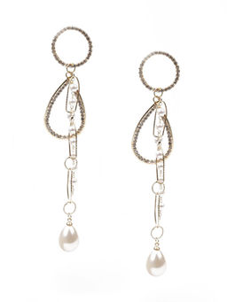 Odette - Women White Faux Pearl Dangler Earrings