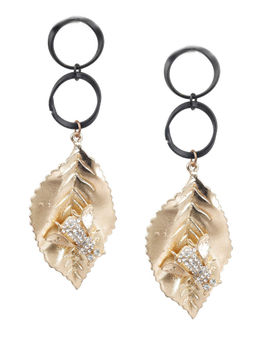 Odette - Women Classy Gold Leaf Dangler Earrings