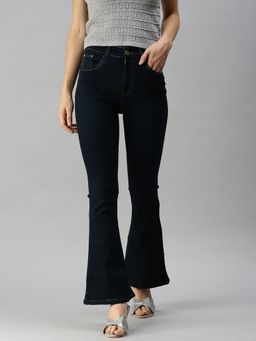 SHOWOFFFF - Women Clean Look Blue Straight Fit Denim Jeans