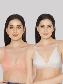 Clovia - Cotton Non-padded Non-wired Demi Cup Plunge Bra (pack Of 2)