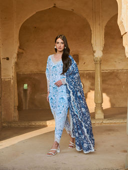 Sage Saga - Raasa Neel Kurta with Pant and Dupatta (Set of 3)