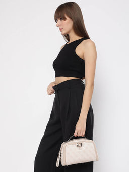 Guess - Beige Logo Monogram Orlina Double Zip Cosmetic Pouch