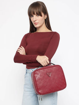 Guess - Claret Embossed Wilder Cosmetic Organizer Pouch