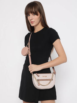 Guess - Rose Monogram Sylvester Zip Crossbody Bag with Detachable Coin Pouch
