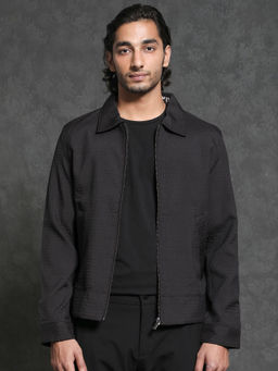 Rare Rabbit - Harbin Black Self Design Jacket