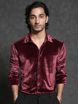Rare Rabbit - Valve Maroon Solid Shirt