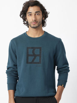 Rare Rabbit - Arnold Teal Printed Sweatshirt