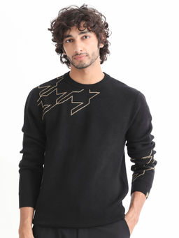 Rare Rabbit - Baset Black Printed Sweater