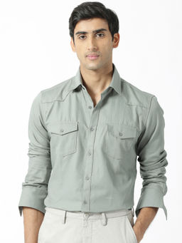 Rare Rabbit - Belia Green Solid Shirt