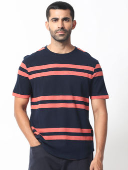 Rare Rabbit - Cachos Navy Blue Stripe T-Shirt