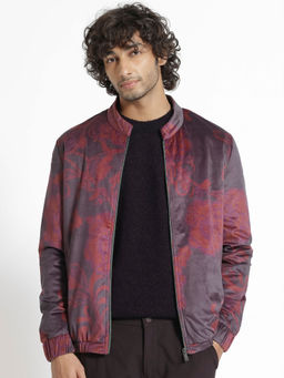 Rare Rabbit - Dalia Dark Maroon Printed Jacket