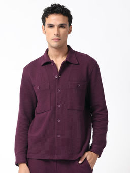 Rare Rabbit - Elric Dark Purple Self Design Jacket
