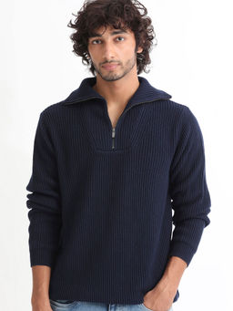 Rare Rabbit - Husk Navy Blue Striped Sweater