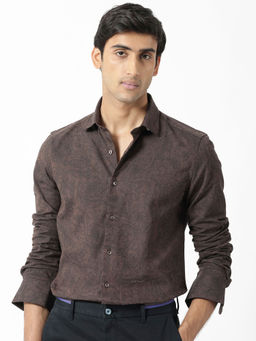 Rare Rabbit - Platim Brown Printed Shirt