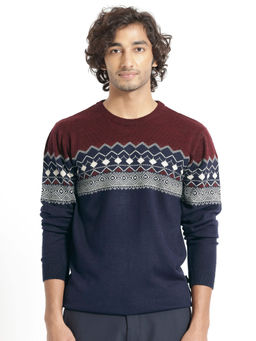 Rare Rabbit - Puzzle Blue Colorblocked Sweater