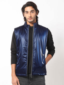 Rare Rabbit - Taxco Navy Blue Solid Reversible Jacket