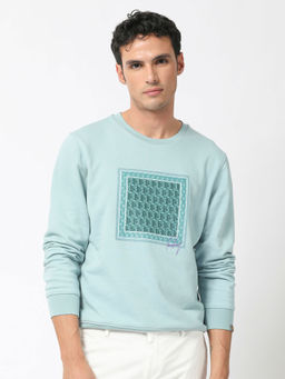 Rare Rabbit - Totem Turquoise Graphic Print Sweatshirt