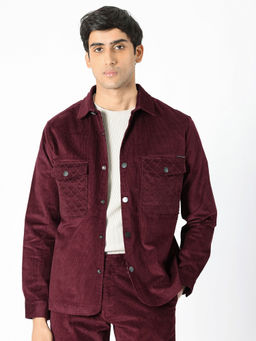 Rare Rabbit - Upto Dark Maroon Self Design Jacket
