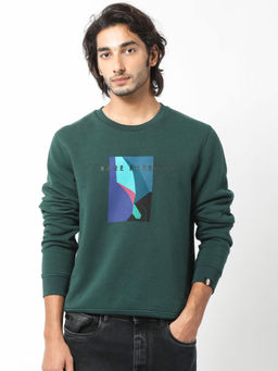 Rare Rabbit - Winfred Green Graphic Print Sweatshirt