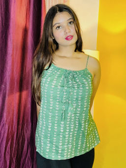 Maaesa - Women Green Printed Top