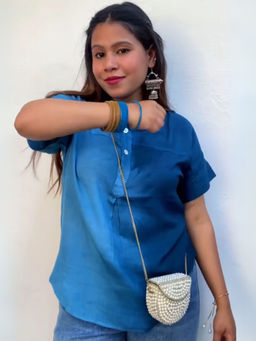 Maaesa - Women Blue Ombre Top