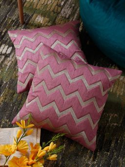 HOSTA HOMES - Pink and Gold Toned Set of 2 Abstract Square Cushion Covers