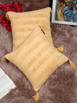 HOSTA HOMES - Yellow Set of 2 Textured Square Cushion Covers
