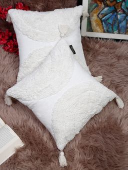 HOSTA HOMES - White Set of 2 Self Design Square Cushion Covers