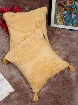 HOSTA HOMES - Yellow Set of 2 Self Design Square Cushion Covers
