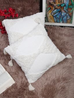 HOSTA HOMES - White Set of 2 Self Design Square Cushion Covers