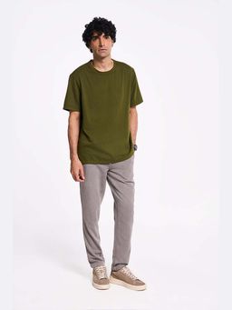 TERRA LUNA - Pico Olive Organic Cotton Plain T-shirt
