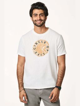 TERRA LUNA - Pico White Khadi Printed T shirt