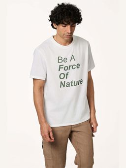 TERRA LUNA - Pico White Khadi Logo T shirt